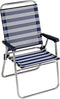 Alco 637ALF-0056 Vaste fauteuil met hoge rugleuning, fibreline, metaal, blauwe en witte strepen, 86x58x8.5 cm