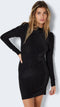 NOISY MAY NMINFINITY - Jurk met lange mouwen - Pofdetail op schouders - Zwart met glitter - Maat S