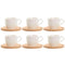 Set van 6 kopjes met schotel Home ESPRIT Wit Natuurlijk Bamboe Porselein 220 ml