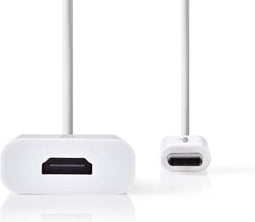 Nedis USB-C Adapter - USB 3.1 - USB-C Male - HDMI Output - 4K@30Hz - 0.20 m - Rond - Vernikkeld - PVC - Wit - Blister