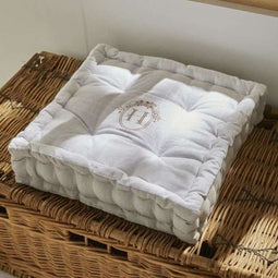Vloerkussen - VANDAAG - CHARME - Slub x Chambray x Berenice Borduurwerk - 40 x 40 x 10 cm
