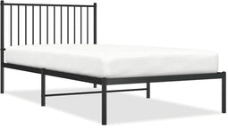 vidaXL - Bedframe - met - hoofdbord - metaal - zwart - 100x200 - cm