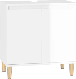 vidaXL - Wastafelkast - 58x33x60 - cm - bewerkt - hout - hoogglans - wit