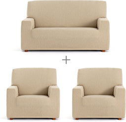 Sofa hoes set Eysa TROYA Beige 70 x 110 x 210 cm 3 Onderdelen