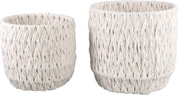 PTMD Mand Elliot - 39x39x36 cm - Linnen - Wit - Set van 2