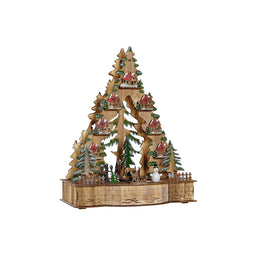 Kerstversiering DKD Home Decor Boomstructuur Hout Huizen (30 x 15 x 37 cm)