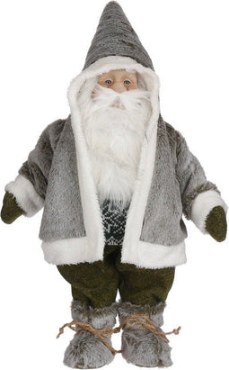 House of Seasons Kerstman Kerstmis Figuur - 32x16x60 cm - Grijs
