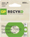 GP ReCyko+ - Oplaadbare AAA batterijen 850mAh - Laag zelfontlading - (4 stuks)