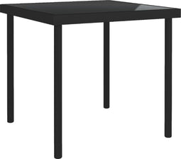 vidaXL - Tuintafel - 80x80x72 - cm - glas - en - staal - zwart