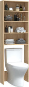 vidaXL - Wasmachinekast - 64x24x190 - cm - wit - en - sonoma - eikenkleurig