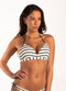 Beachlife Identity - Halter bikinitop met beugel - Voorgevormd - Grijs/Wit/Gestreept