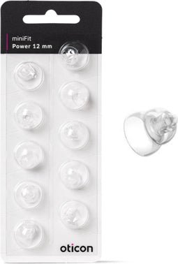 Oticon minifit POWER dome MAAT: 12 MM - DUBBELE KOEPEL - Blister van 10 stuks - voor MiniRite luidspreker