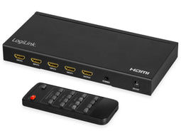 LogiLink HD0053 - HDMI-Switch 4-Port, 4 Eingänge/1 Ausgang (4X Video auf 1x TV) mit Multiviewer (4X Video gleichzeitig !), UHD 4K/30 Hz, Scaler