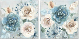 Schilderij DKD Home Decor 80 x 3 x 80 cm Blommor Shabby Chic (2 Stuks)