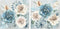 Schilderij DKD Home Decor 80 x 3 x 80 cm Blommor Shabby Chic (2 Stuks)