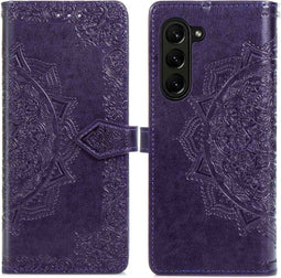 iMoshion Hoesje Geschikt voor Samsung Galaxy Z Fold 5 Hoesje Met Pasjeshouder - iMoshion Mandala Bookcase - Paars