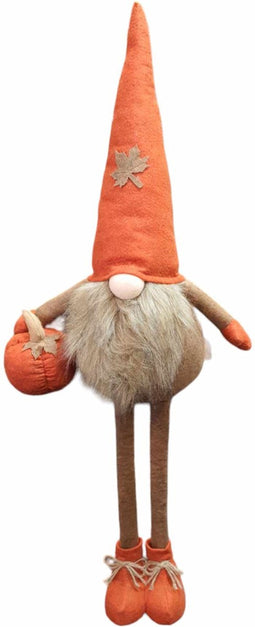 House of Seasons Decoratieve verstelbaar Herfst kabouter, gnoom Oranje L37 x B19 x H 61 t/m 90cm