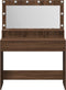 vidaXL - Make-up - Tafel - met - LED - Verlichting - in - Bruin - Eiken - - - 100 - x - 41 - x - 135 - cm