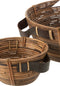 J-Line schaal + handvat - rotan - bruin - 3 stuks