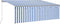 vidaXL - Luifel - handmatig - uittrekbaar - met - rolgordijn - LED - 4x3 - m - blauw - wit
