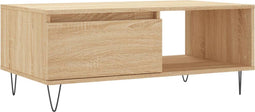 vidaXL - Salontafel - 90x50x36,5 - cm - bewerkt - hout - sonoma - eikenkleurig
