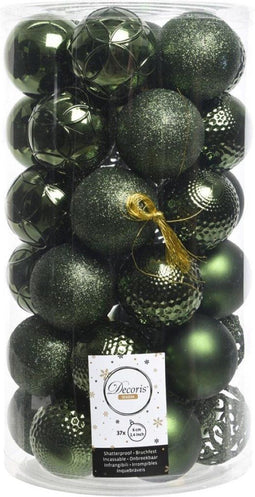 2 stuks Kerstbal glans mix dia6cm dennen groen