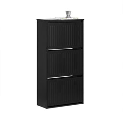 SoBuy FSR165-H-SCH - Schoenenkast - 3 Flappen - Zwart