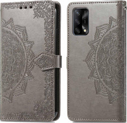 iMoshion Hoesje Geschikt voor Oppo A74 (4G) Hoesje Met Pasjeshouder - iMoshion Mandala Bookcase - Grijs