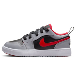 Jordan - 1 Low Alt - Pre-School Sneakers - Klittenbandsluiting - Zwart / Fire Red / Cement Grey / Wit - Maat 33