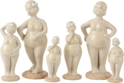 J-Line decoratie Vrouw Badpak Staand - keramiek - beige - large - 2 stuks