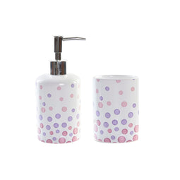 Badset DKD Home Decor Wit ABS Dolomite Stippen 7 x 7 x 17,5 cm (2 Stuks)