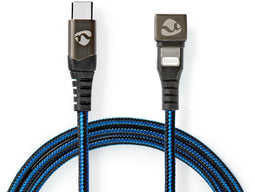 Nedis GCTB39650AL10 - USB type-C naar Apple Lightning Kabel - 100 cm - Blauw Zwart