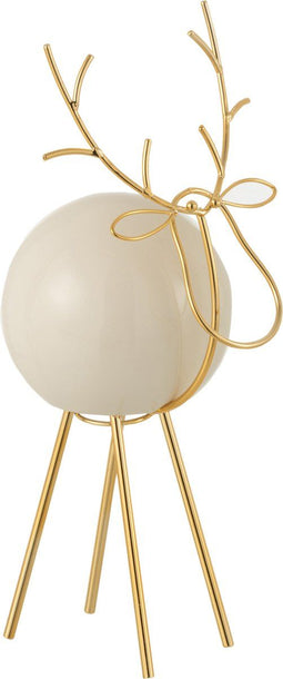 J-Line Rendier Modern Keramiek Wit/Goud Large