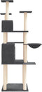 vidaXL - Kattenmeubel - met - sisal - krabpalen - 166 - cm - lichtgrijs