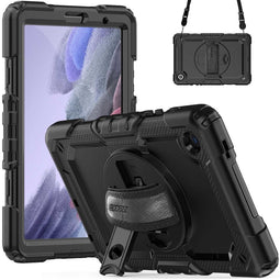 Accezz Rugged Backcover - Samsung Galaxy Tab A7 Lite - Schouderstrap en screenprotector - Zwart