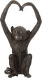 J-Line figuur Aap Arm Hart - polyresin - bruin - large - valentijn decoratie