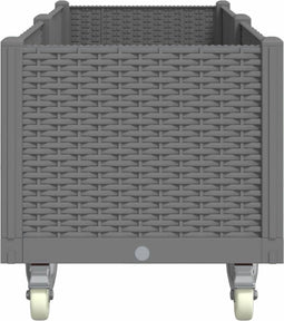 vidaXL - Plantenbak - met - wielen - 160x50x54 - cm - polypropeen - lichtgrijs