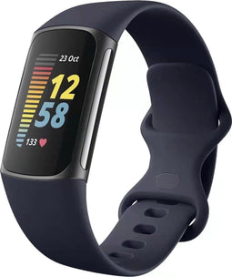 imoshion Siliconen bandje - Geschikt voor Fitbit Charge 6, Charge 5 - Donkerblauw - L