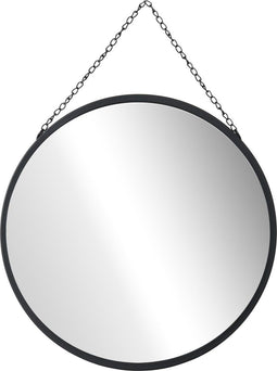 HOMdotCOM ronde spiegel met decoratieve ophanging 50 cm x 50 cm x 2,2 cm zilver+zwart