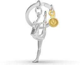 Metalmorphose sleutelhanger gymnast met trofee