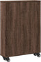 vidaXL - Opbergtrolley - smal - 48x13x68 - cm - bewerkt - hout - bruin - eikenkleurig