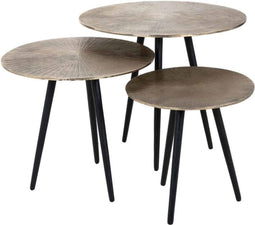 Richmond Interiors Salontafel Vittorio set van 3 champagne gold (Champagne gold)