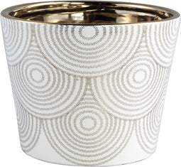 PTMD Vincey Ronde Bloempot - H17 x Ø21 cm - Keramiek - Wit/goud