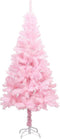 vidaXL - Kunstkerstboom - met - verlichting - en - kerstballen - 120 - cm - PVC - roze