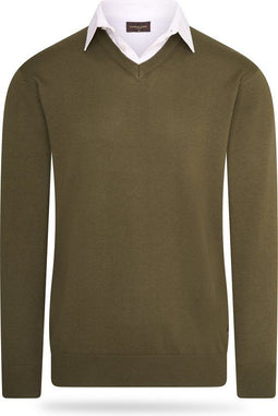 Cappuccino Italia Mock Pullover - Heren Trui - Overhemdkraag - Groen - Maat XL