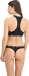 PUMA BASICS Dames 3P String - Katoen en modal - Zwart (3-pack)