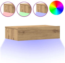 vidaXL - Nachtkastje - 60x35 - cm - bewerkt - hout - artisanaal - eikenkleur