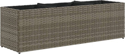 vidaXL - Plantenbak - met - 3 - potten - 105x30x32 - cm - poly - rattan - grijs