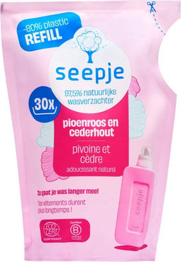 Seepje Wasverzachter Navulling Pioenroos en Cederhout - 30 Wasbeurten - 750 ml