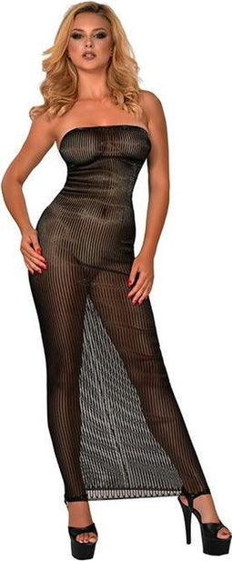 Printed Datex lange gestreepte strapless jurk - S